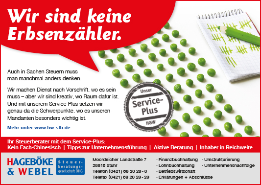 Anzeige 1: "Erbsenzähler"