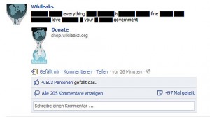 Screenshot WikiLeaks bei Facebook